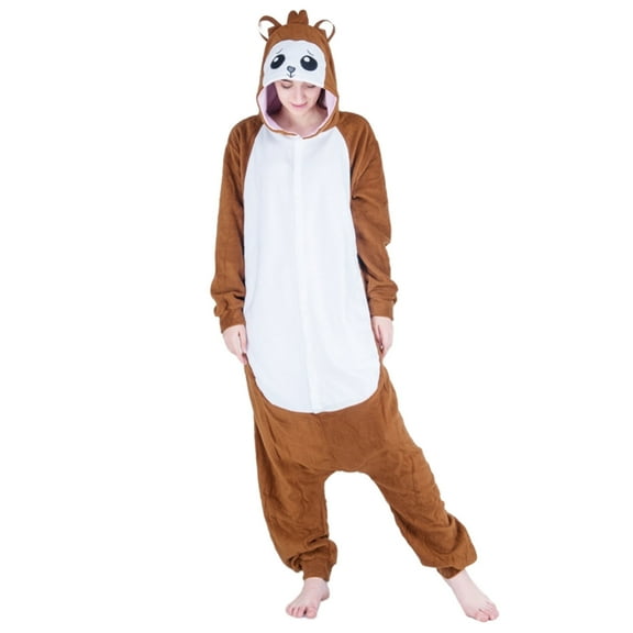 Inleife Womens Jumpsuits Fashion Cute Long Sleeve Jumpsuit Pajamas Winter Fleece Couple Home Clothes Adult Jumpsuit Pants