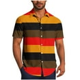 thumbnail image 2 of JXMVOJ Men's Casual Summer Breathable Polyester Shirt, Stripe Print Short Sleeve Button-Up with Turndown Collar, Lightweight Anti-Shrink Fade Resistant Design for Outdoor Daily Casual Tops, 2 of 6