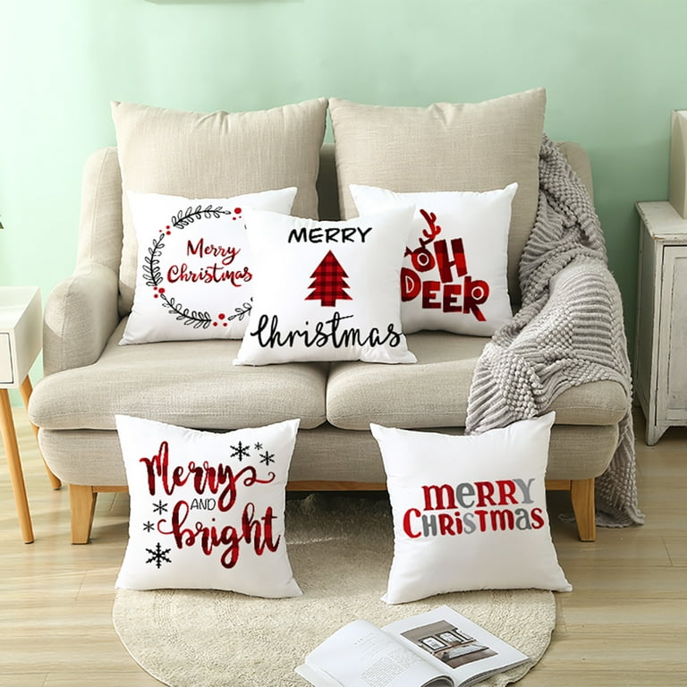 Remagr 8 Pieces Christmas Pillow Covers 18 x 18 mas Throw Pillows Cases  Decorative Christmas Cushion Case Soft Short Plush Winter Holiday Pillow