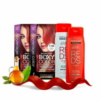 Professional Coloring kit - Permanent color cream hair dye. Gray Coverage. 7.45 Mahogany Copper Blonde   Red Color Shampoo and Conditioner Kit for Revives the Color. 8.11oz
