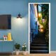 thumbnail image 3 of (77x200cm,Vista nocturna del edificio) Etiqueta de la puerta Efecto Trompe l'oeil 3D Interior PVC Pegatinas de pared para decoración de la pared Sala de estar Cocina Dormitorio Baño Papel pintado, 3 of 5