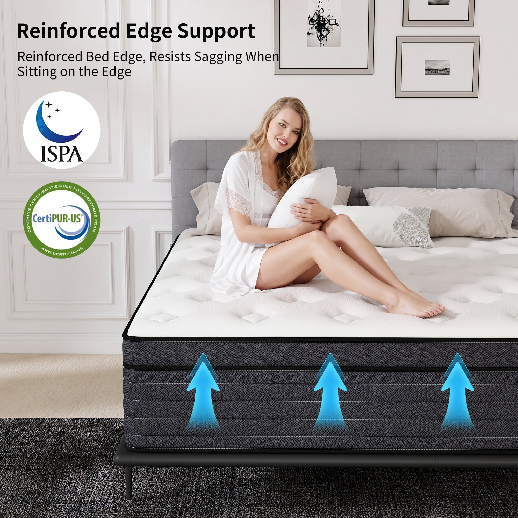 lemontalking 14 inch Pocket Springs Gel Memory Foam, Hybrid Mattresses in a Box,King Mattress