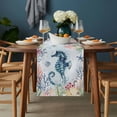 thumbnail image 2 of Coastal Seahorse Table Runner - 72 Inch Long, Kitchen Dining Table Runner Dresser Scarves, Marine Coral Turtle Jellyfish Oceans Farmhouse Decor for Coffee Tables Wedding Party Banquet, 2 of 8