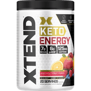 Xtend Keto Energy BCAA Powder, 125mg Caffeine + Sugar Free BHB Exogenous Ketones Supplement with BHB Salts & Electrolytes, 7g BCAAs for Men & Women, Knockout Fruit Punch, 20 Servings