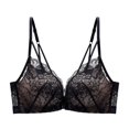 thumbnail image 5 of Front Close Bras for Women, Audhol Womens No Steel Ring French Womens Front Close Bra T Back Plus Size Seamless Unlined Bra for Large Bust Lace Bras for Women Black 90C, 5 of 6