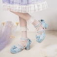 thumbnail image 5 of SACFOF Women Lolita Kawaii Shoes Chunky Heel Mary Janes Ankle Strap Lace Pumps Bow Cute Block Heel Rockabilly Shoes, 5 of 6