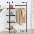 thumbnail image 2 of EDCB Industrial Pipe Clothing Rack with Shelves, 71inch Wall Mounted Closet Storage Rack,Hanging Clothes Retail Display Rack, Garment Racks with Shelves Closet Rods System, 2 of 8
