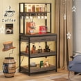 thumbnail image 3 of Tribesigns Kitchen Bakers Rack with Power Outlets, 5-Tier Microwave Oven Stand with Drawer and Sliding Shelves, Freestanding Coffee Bar, Kitchen Storage Shelf Organizer with 6 Hooks, Retro Gray, 3 of 7