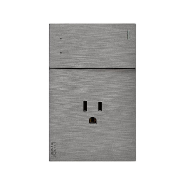 Placa Con 1 Apagador De Escalera Y 1 Contacto Lucek FlatPack 6 plateado
