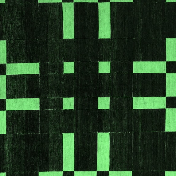 Ahgly Company Indoor Square Abstract Emerald Green Modern Area Rugs, 7' Square