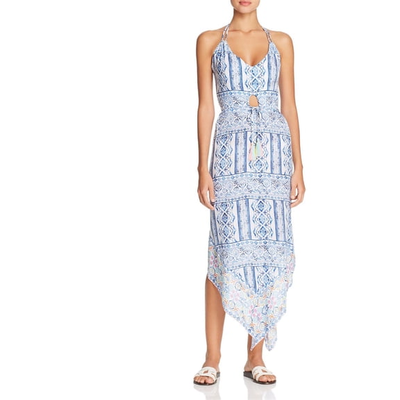 Surf Gypsy Womens Tie Front Maxi Halter Dress White M