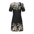 thumbnail image 4 of Lilgiuy Women Going Out Dress Women Casual Slimming Draw Back Printed Short Sleeves Cold Shoulder Dress Clearance, 4 of 5