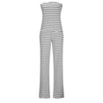 thumbnail image 7 of Oplxuo Two Piece Outfits for Women Summer Striped Strapless Bandeau Crop Tube Tops Sexy Low Waist Wide Leg Pants Lounge Sets, 7 of 7