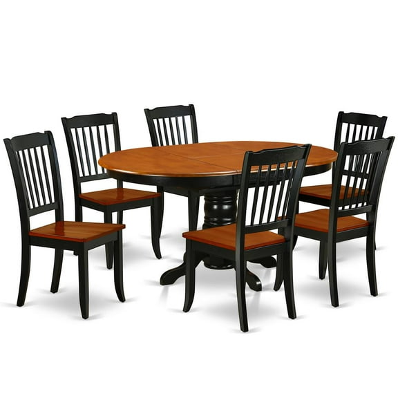 East West Furniture Kenley 7-piece Dining Set with Oval Table in Black/Cherry