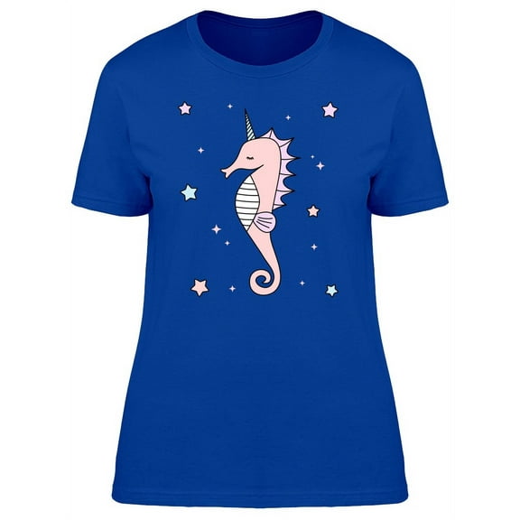Pink Unicorn Seahorse And Stars T-Shirt Women -Image by Shutterstock, Female XX-Large