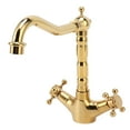 thumbnail image 2 of Falleo Clearance Antique Brass Bathroom Sink Faucet Cold Hot Double Cross Handle Faucet Kitchen Water Tap Gold, 2 of 5