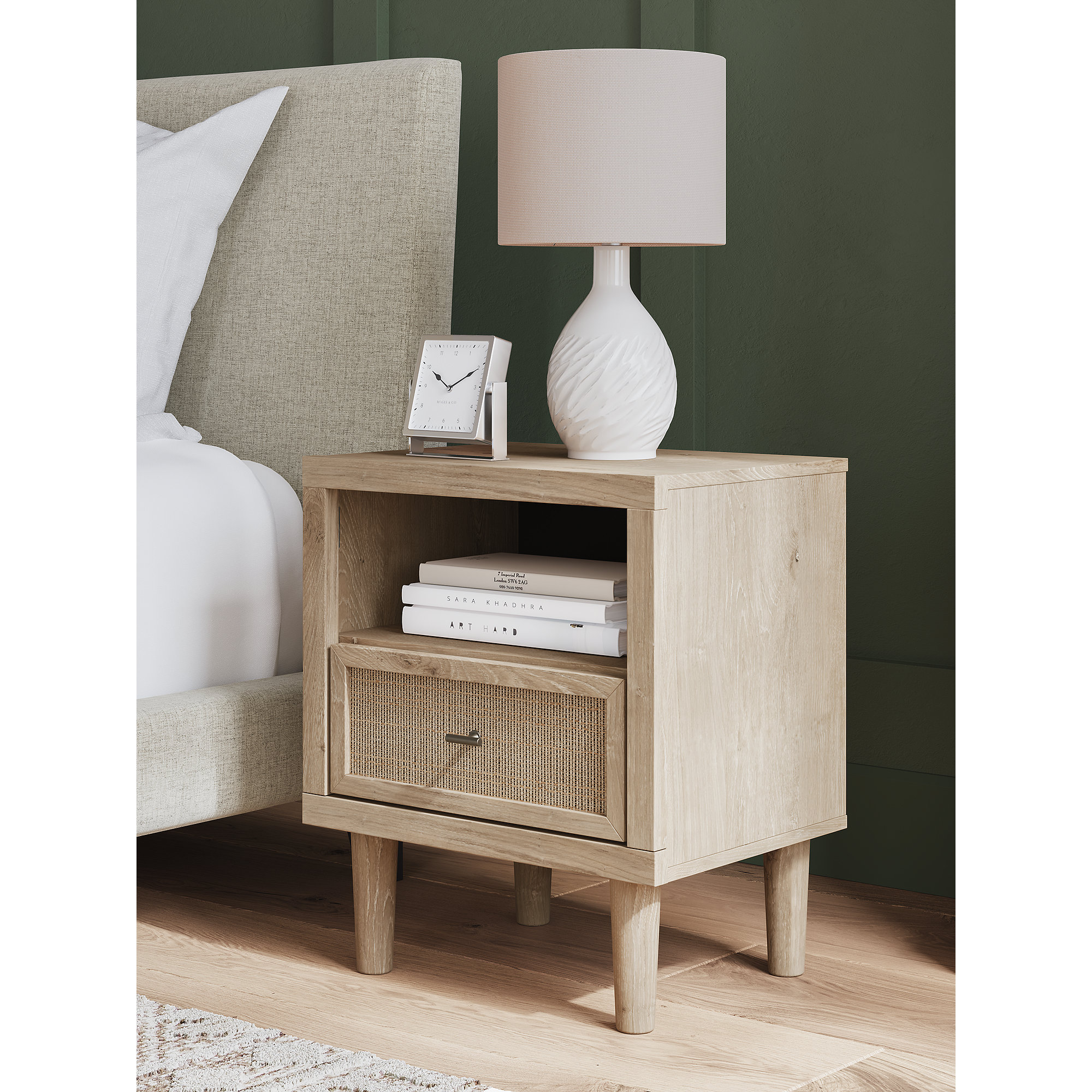 Signature Design by Ashley Cielden Modern Nightstand with USB Charging, Two-Tone Brown