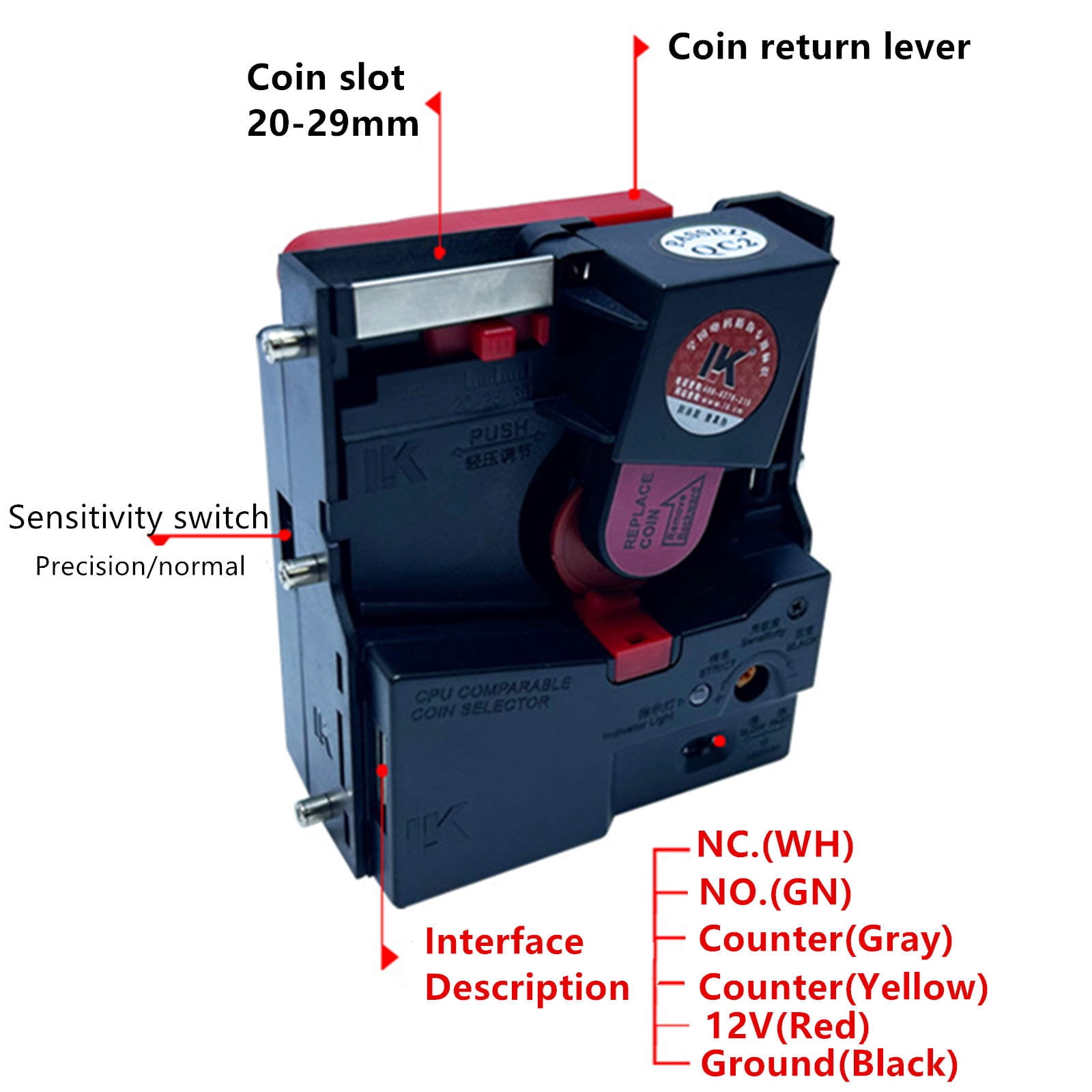 CSYANXING Black Plastic Coin Mech for Arcades & Vending Machines, LK800A, No Special Power Supplies Needed, Easily Change Formats