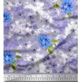 thumbnail image 1 of Soimoi Blue Cotton Duck Fabric Watercolor Leaves & Floral Print Fabric by Yard 42 Inch Wide, 1 of 1