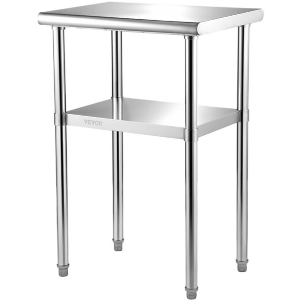 VEVOR Stainless Steel Prep Table, 24 x 18 x 36 inch, 600lbs Load