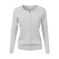 thumbnail image 3 of Ogiraw Womens Tops Cardigan for Women Cardigan Sweaters for Women Women's Round Neck Cardigan Knitted Long Sleeved Large Yards Loose Solid Color Short Sweater Jacket Cardigan Gray, 3 of 5