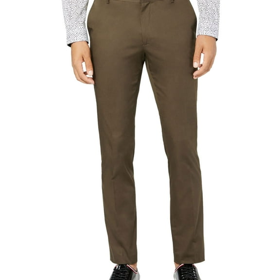 I.N.C Mens Ultra Stretch Casual Trouser Pants, Green, 30W x 30L