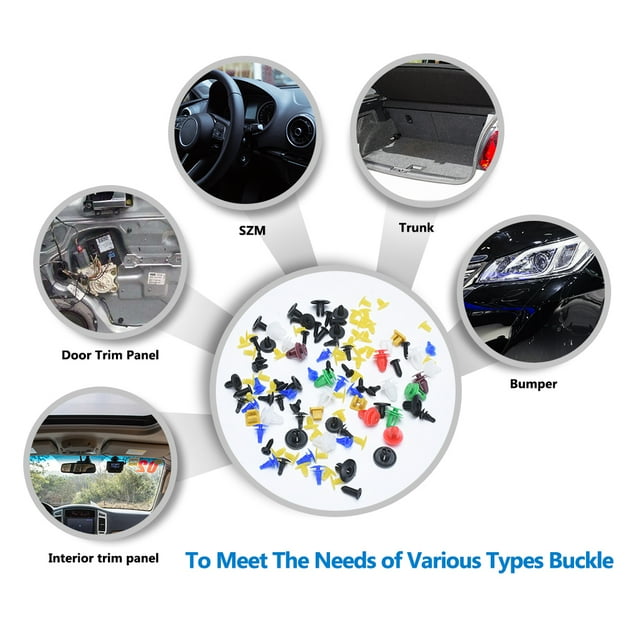 VONKY Push Pins Universal Plastic Fastener for Car Fender Bumper Interior Panel Trim Rivet Color Size Random, 100pcs