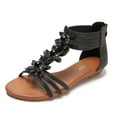 thumbnail image 2 of Women's Bohemian Floral Roman Sandals - 2cm Wedge Open-Toe Sandals with Back Zipper, 2 of 15