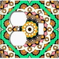 thumbnail image 4 of Metal Light Switch Plate Cover Orange Green Mandala Flower Tile Pattern MDL119, 4 of 13