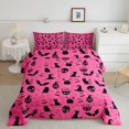 thumbnail image 2 of Feelyou Spooky Skull Full Size Comforter Sets, Cartoon Black Cat Bedding Comforter Set, Hot Pink, Halloween Reversible, 3pcs, 1 Comforter and 2 Pillowcases, 2 of 7