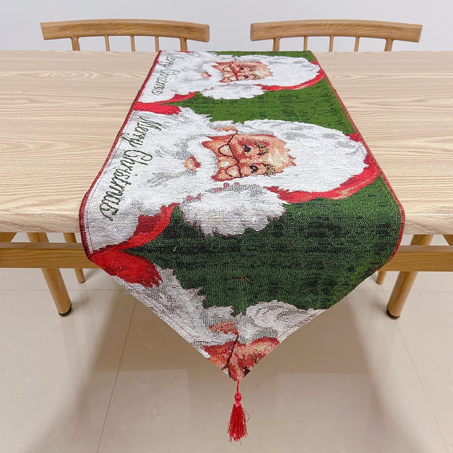 Retro Swedish Christmas Table Linens Christmas Tablecloth Printed Santa Cotton Fabric