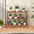 thumbnail image 2 of Gymax 3-Tier Side Table Teak Wood Stand Utility Storage Shelf Organizer Entryway Bench, 2 of 10