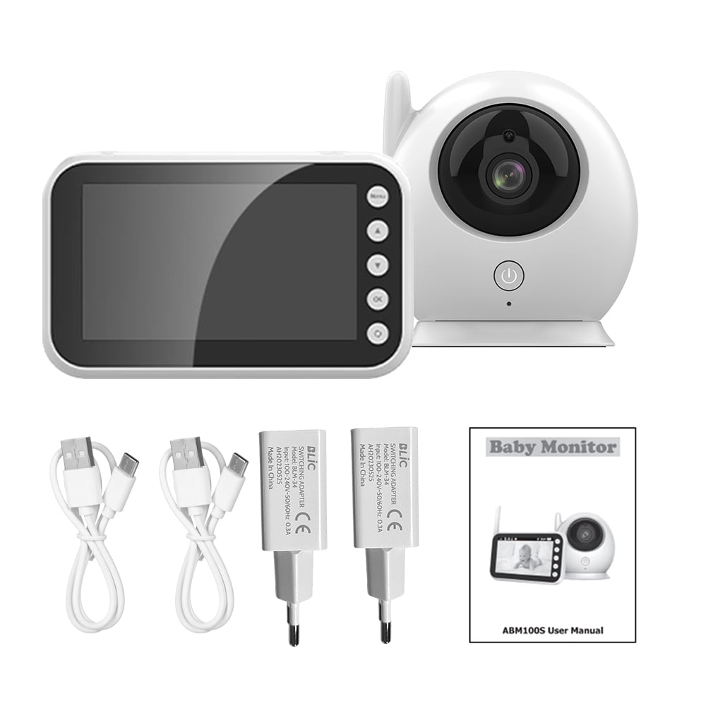 YAHHU 4.3 Inch Video Baby Monitor with Camera, 720P HD Wireless Baby Camera with Night Vision, 2-Way Audio, VOX Mode, 8 Lullabies and Temperature Sensor (4.3 in / 10.9 cm Screen, EU Plug)