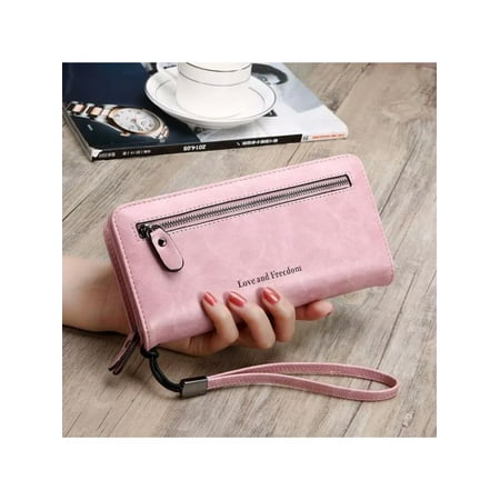 - PU Leather Long Wallet Clutch Handbag Zipper Organizer Wristlets Card Cellphone Holder Purse for Women Lady Girls 7.9inch