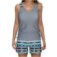 thumbnail image 2 of lcziwo Sale of The Day Prime Today Womens Tankini Bathing Suits 2025 Summer Sleeveless Tank Tops and Shorts 2 Piece Sets Trendy Print Beach Swimsuits Vacation Outfits Gray XXXL, 2 of 6