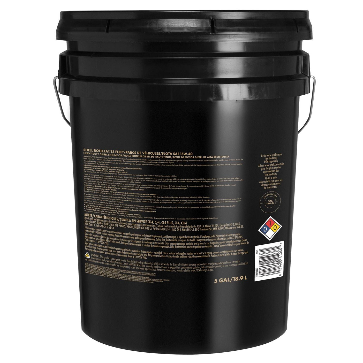 Shell Rotella Fleet 15W-40 Diesel Engine Oil, 5 Gallon