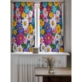 thumbnail image 4 of Colorful Spring Floral Tier Curtains 45 Inch Length,Sheer Curtains for Bedroom Living Room Window Modern Oil Painting Flowers Rod Pocket Drapes Kitchen Curtains Small Half Window 27.5"x45" 2 Panels, 4 of 6