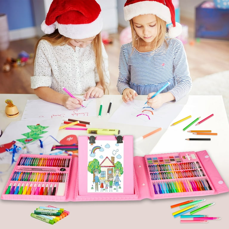 Hot Bee Art Set for Kids, Color Set with 208 Pcs Art Supplies, Pink  Coloring Kit for Girls 4-6, Perfect Christmas Gifts Drawing Arts & Crafts  Kit for School and Art Beginners