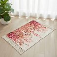 thumbnail image 3 of Red Eucalyptus Leaves Bathroom Rug 2'x3', Spring Floral Summer Botanical Low Profile Front Entryway Rug with Tassels, Woven Cotton Washable Kitchen Mat Carpet for Foyer Bedroom Back Door Decor, 3 of 9