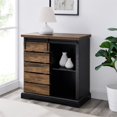 thumbnail image 5 of Modern Farmhouse Sliding Slat-Door Accent Cabinet in Black/Rustic Oak, 5 of 5
