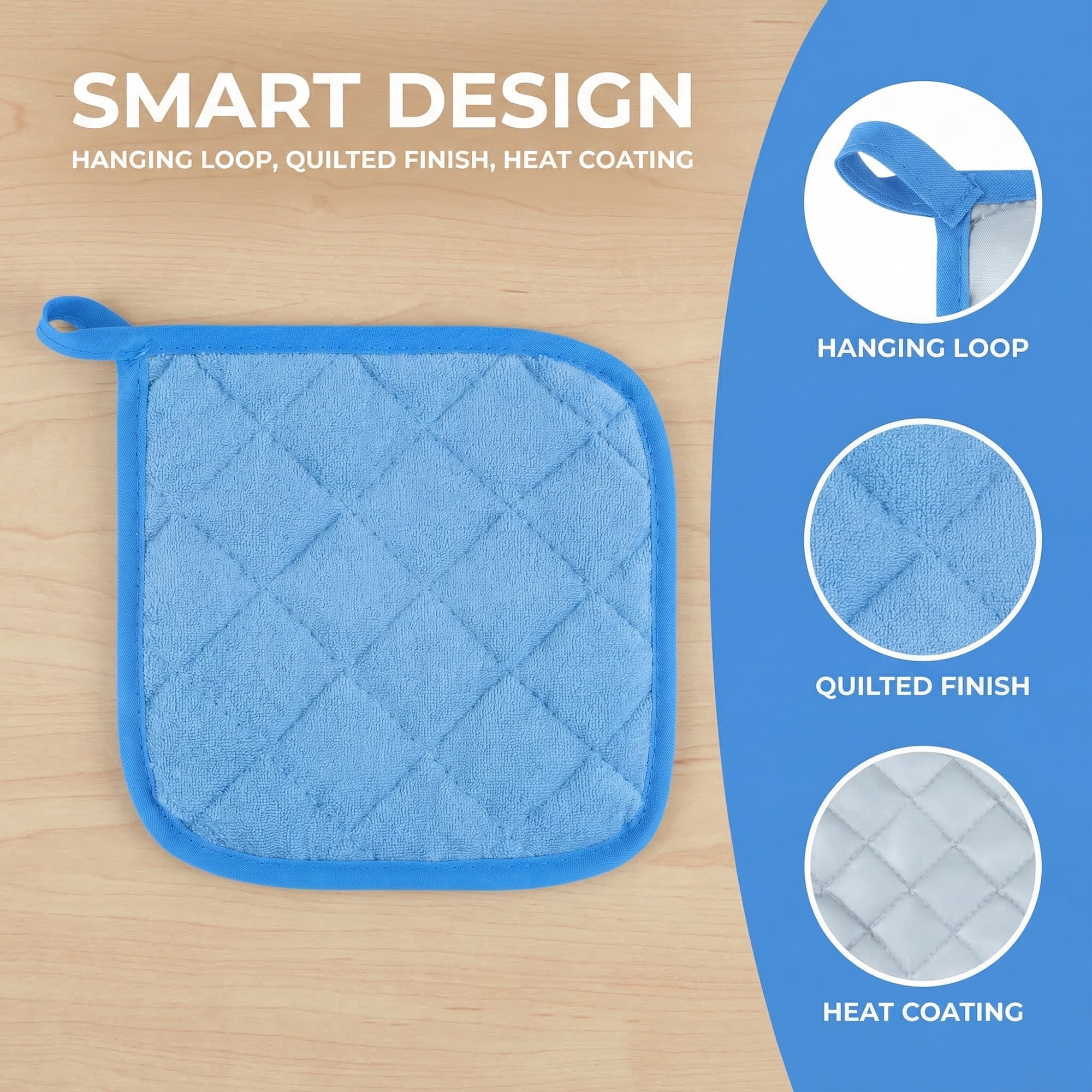 Unique Bargains Pot Holders Polyester Heat Resistant Trivets Non Slip Pads Sky Blue 2Pcs