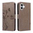 thumbnail image 7 of for iPhone 16 Wallet Case, [with Card Holder] Embossed Pattern PU Leather Detachable Wrist Strap Slim Shockproof Protective Flip Stand Phone Case for iPhone 16 Women Girls, Grey, 7 of 7