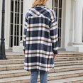 thumbnail image 4 of Abrigo azul marino de largo medio con cuello y cierre de botones, talla M Plaid Chic, 4 of 6