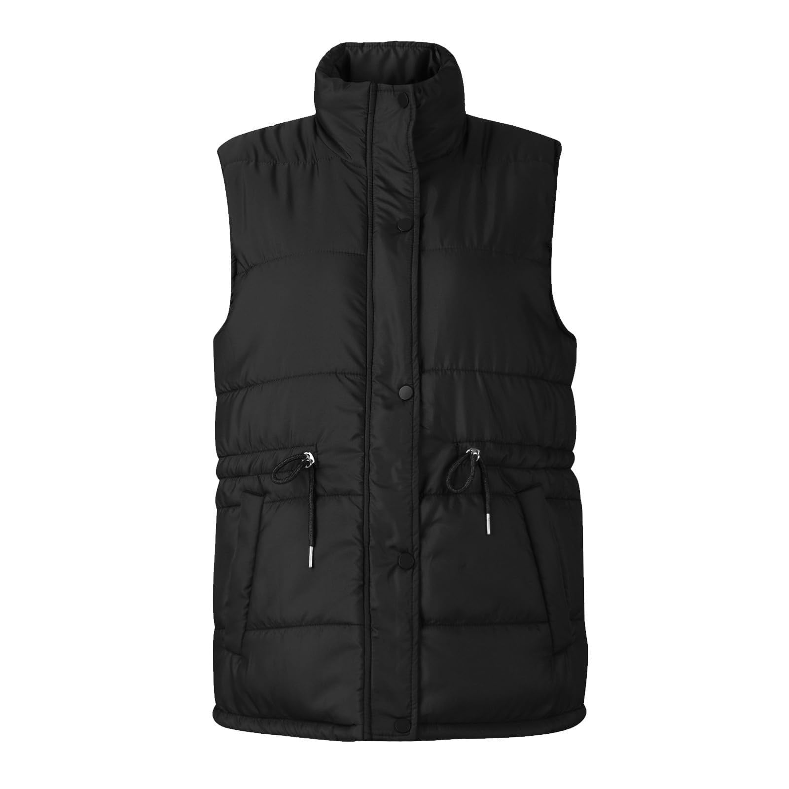 Zedker Women's Puffer Vest Hooded Running Vests Slim Fit Fleece Sleeveless Lightweight Jacket Fall Winter