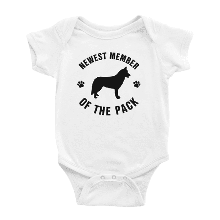 

Newest Member of The Pack Siberian Husky Dog Funny Baby Romper Infant Boy Girl