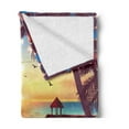 thumbnail image 2 of Beach Soft Flannel Fleece Blanket, Coastal View of Sandy Landscape Holiday Party Wedding Ocean Tropic Print, Cozy Plush for Indoor and Outdoor Use, 60" x 80", Sky Blue Apricot Purple, by Ambesonne, 2 of 5