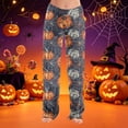 thumbnail image 2 of Fabrcox Fleece Pajama Pants Women Halloween Pumpkin Print Sleep Pants Women Fall Winter Warm Plush Thermal Soft Womens Lounge Pants Yellow XL, 2 of 6