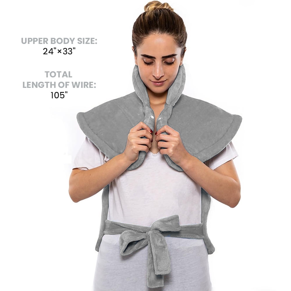 kibhous Heating Pad for Back, Neck and Shoulders, 24 x 33 inches with 10 Heating Levels ,Grey
