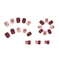 96Pcs 4 Box Fake Nails Set, Red & Pink Floral Nails, Glossy, Natural ...