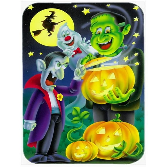 Halloween with Dracula & Frankenstein Glass Large Cutting Board